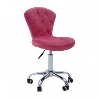 An Image of Detra Rolling Home And Office Velvet Chair In Pink