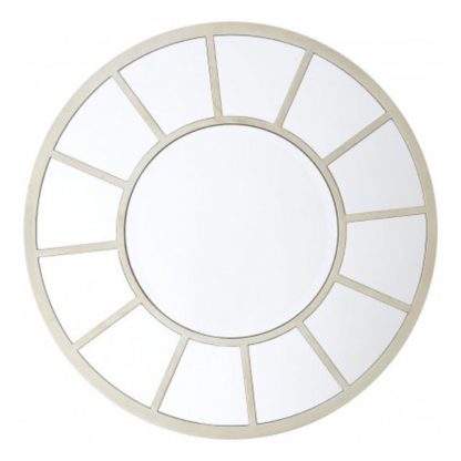 An Image of Tiffani Round Wall Bedroom Mirror In Silver Frame
