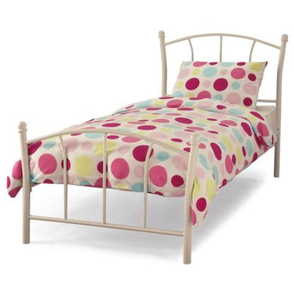 a16ca04526ac3f036934eccdd4423e113487106760e8a6c7d99ee09938acb148.jpg An Image of Penny Metal Single Bed In White Gloss