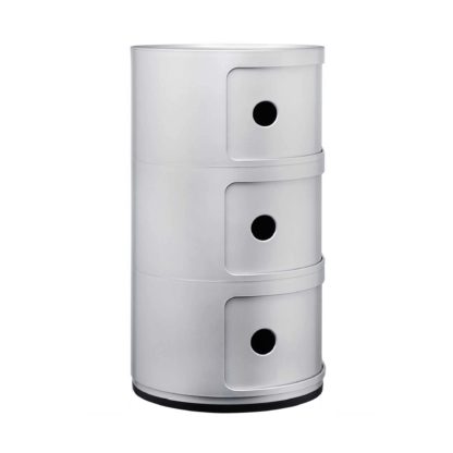 An Image of Kartell Componibili 3 Drawer Storage Unit, Silver