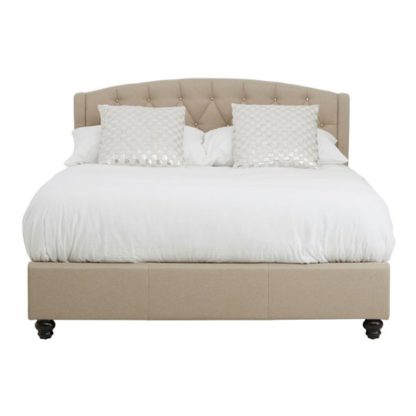 An Image of Flegetonte Fabric Double Bed In Mink Beige
