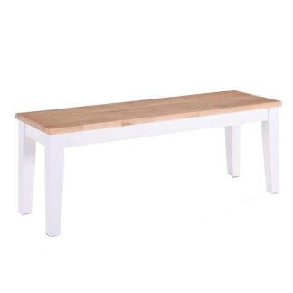 An Image of Rona Wooden Oak Solid Seat Dining Bench In Grey
