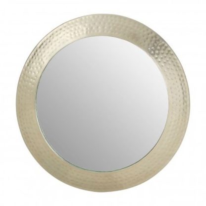 An Image of Templars Hammered Wall Bedroom Mirror In Silver Pewter Frame