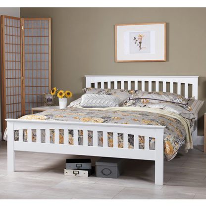 An Image of Amelia Hevea Wooden King Size In Opal White