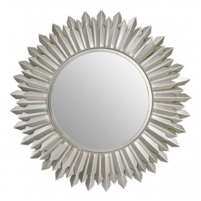 An Image of Templars Sunburst Effect Wall Bedroom Mirror In Nickel Frame