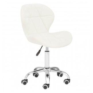 An Image of Sitoca Velvet Home And Office Chair In White With Swivel Base