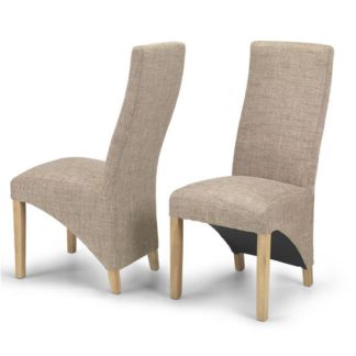 An Image of Devon Beige Tweed Dining Chairs In A Pair With Natural Legs