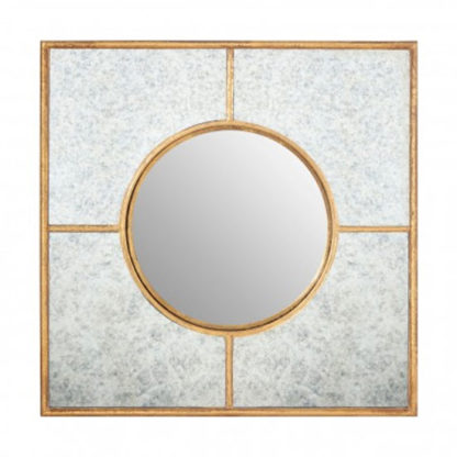 An Image of Zaria Art Deco Wall Bedroom Mirror In Gold Frame