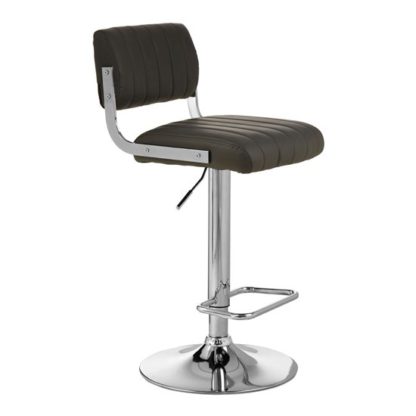 An Image of Porrima Channel Design Leather Seat Bar Stool In Grey