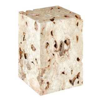 An Image of Relics Rectangular Cheese Stone Stool In Mineral Accent