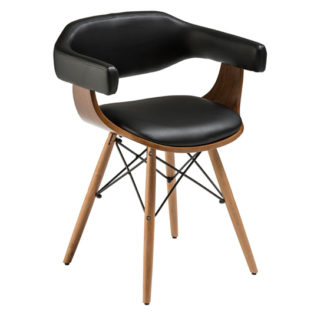 An Image of Tenova Black Faux Leather Bedroom Chair With Beech Wooden Legs