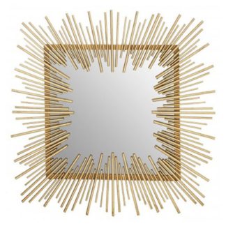 An Image of Sarnia Sunburst Design Wall Bedroom Mirror In Rich Gold Frame