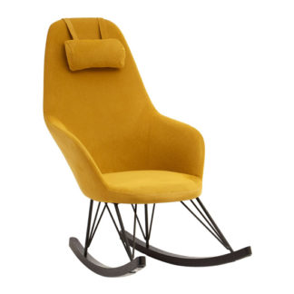 An Image of Giausar Fabric Upholstered Rocking Chair In Yellow