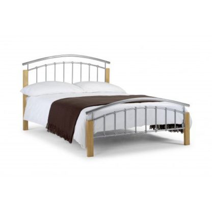b4ab1ecdf82d78c3c2e385ba422f432139fa1b0749ffb8b275fe1bd831a1f309.jpg An Image of Azzmy Metal Single Bed In Aluminium and Oak Finish
