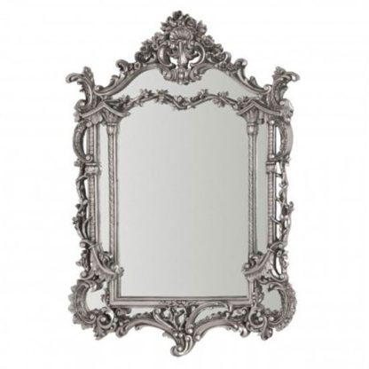 An Image of Scarlett Elegant Design Wall Bedroom Mirror In Silver Frame
