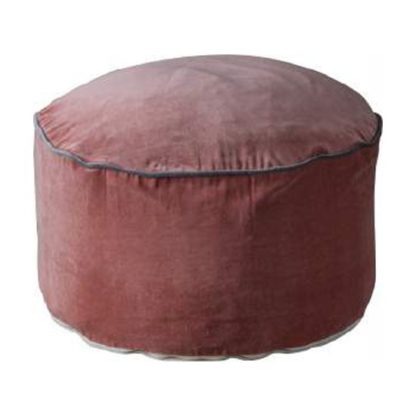 An Image of Arabella Velvet Upholstered Pouffe In Blush