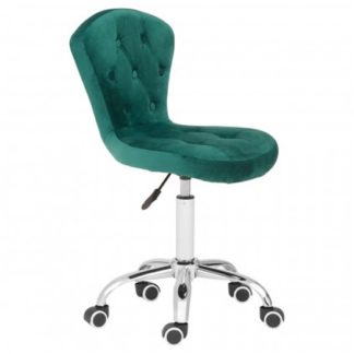 An Image of Detra Rolling Home And Office Velvet Chair In Green