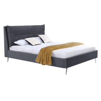 An Image of Avery Velvet Upholstered Double Bed In Grey