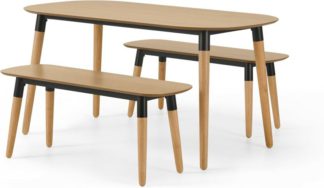 An Image of Edelweiss Dining Table and Bench Set, Oak & Black