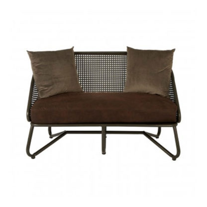 An Image of New Voundry 2 Seater Metal Sofa In Brown With Curved Legs