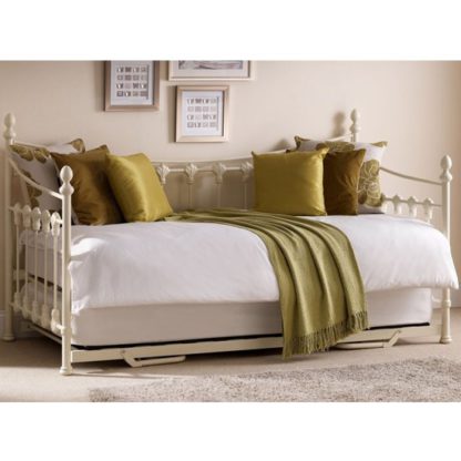 An Image of Versailles Metal Day Bed With Guest Bed In Stone White