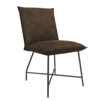 An Image of Lukas Fabric Upholstered Dining Chair In Brown