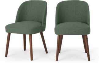 An Image of Swinton Set of 2 Dining Chairs, Darby Green & Walnut Stain