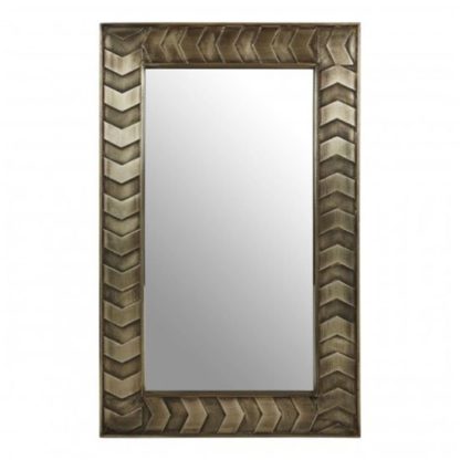 An Image of Siros Rectangular Wall Bedroom Mirror In Weathered Brown Frame