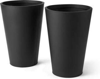 An Image of Razan Set of 2 Tall Galvanized Conical Planters, Black