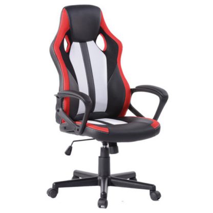 An Image of Racing Fun Faux Leather Gaming Chair In Black And Red