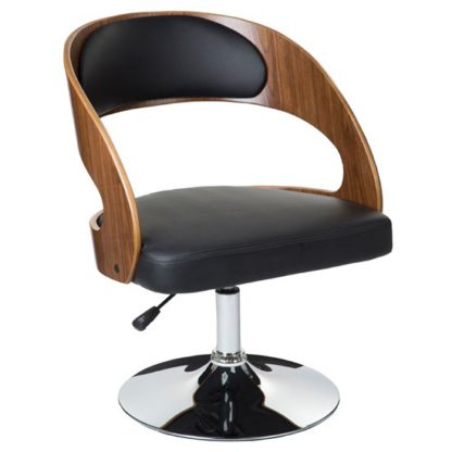 An Image of Savial Black Faux Leather Bar Chair With Arms