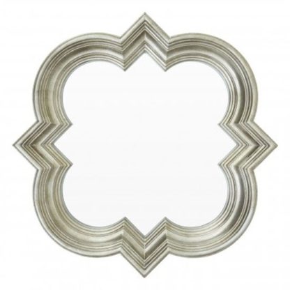 An Image of Sims Arabesque Design Wall Mirror In Weathered Silver Frame