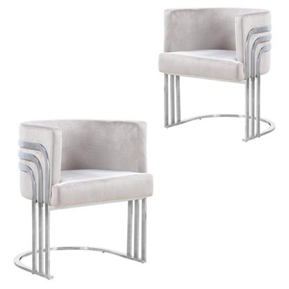 An Image of Lula Brown Velvet Dining Chairs In Pair With Silver Legs
