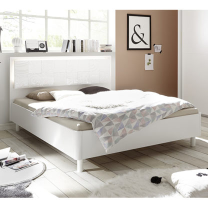 c2842fe5fc32c83fbe2cbc2b8d51f9402fd6d0ca16ad83ca9f81791fd8177091.jpg An Image of Soxa LED Wooden Double Bed In Serigraphed White