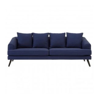 An Image of Myla 3 Seater Fabric Sofa In Navy Blue