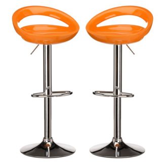 An Image of Secro Orange ABS Plastic Bar Stools In Pair