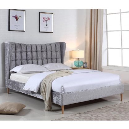 c361d9f134897bc19f0f741d1215f31499cc46f1e308c93ada764abccf9c1e48.jpg An Image of Mahala Crushed Velvet Double Bed In Silver