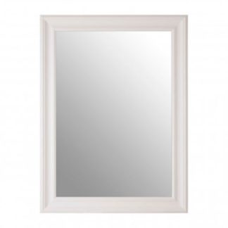 An Image of Zelman Wall Bedroom Mirror In Chic White Frame