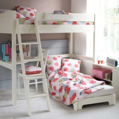 An Image of Pippin Childrens Highsleeper with Corner Desk, Futon And Storage Bookcase