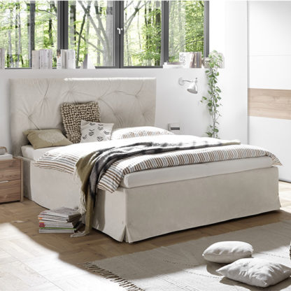 An Image of Civico Faux Leather Double Bed In Clay Effect