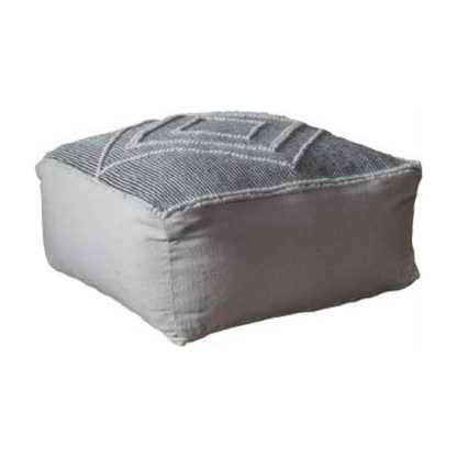 An Image of Soto Fabric Upholstered Square Pouffe In Grey