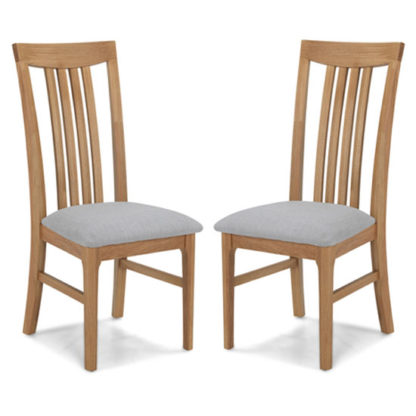 An Image of Wardle Grey Fabric Dining Chairs In A Pair With Wooden Frame