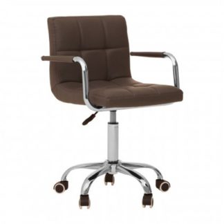 An Image of Becoa Home And Office Leather Chair In Grey With Swivel Base