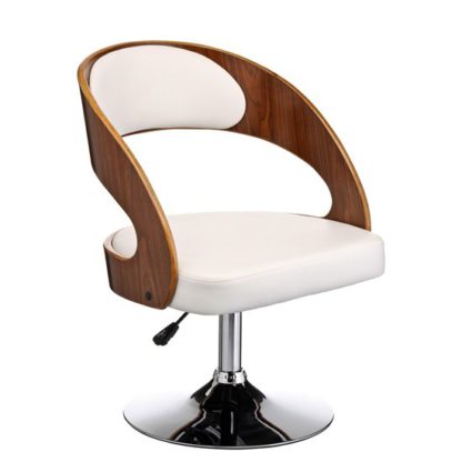 An Image of Savial White Faux Leather Bar Chair With Arms