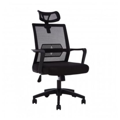 An Image of Wivon Rolling Home And Office Fabric Chair In Black
