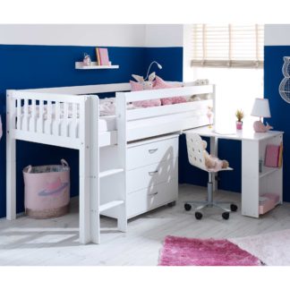An Image of Ferdie Childrens Midsleeper Bed with pull out Desk and Chest