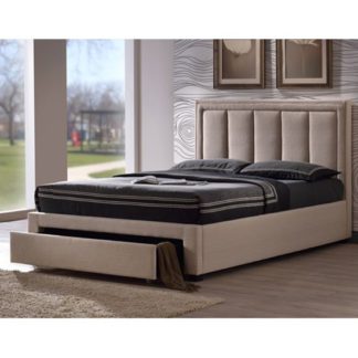 An Image of Atlanta Sand Fabric Finish Double Bed With Drawer