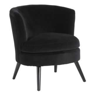 An Image of Vekota Round Plush Velvet Upholstered Armchair In Black