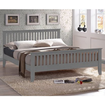 An Image of Turin Wooden King Size Bed In Grey