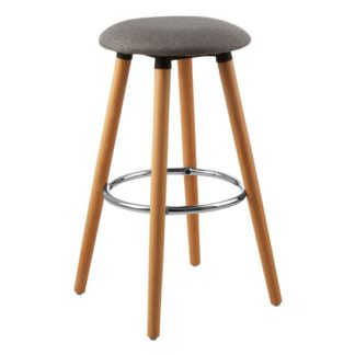 An Image of Porrima Fabric Round Seat Bar Stool In Grey